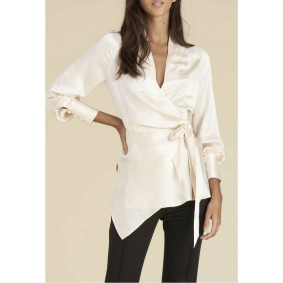 VERONICA BEARD Viv Silk Wrap Top - Cream size 8 NWT - Picture 1 of 8